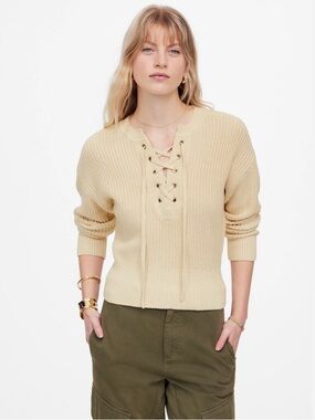 Madewell Ribbed Lace-Up Sweater